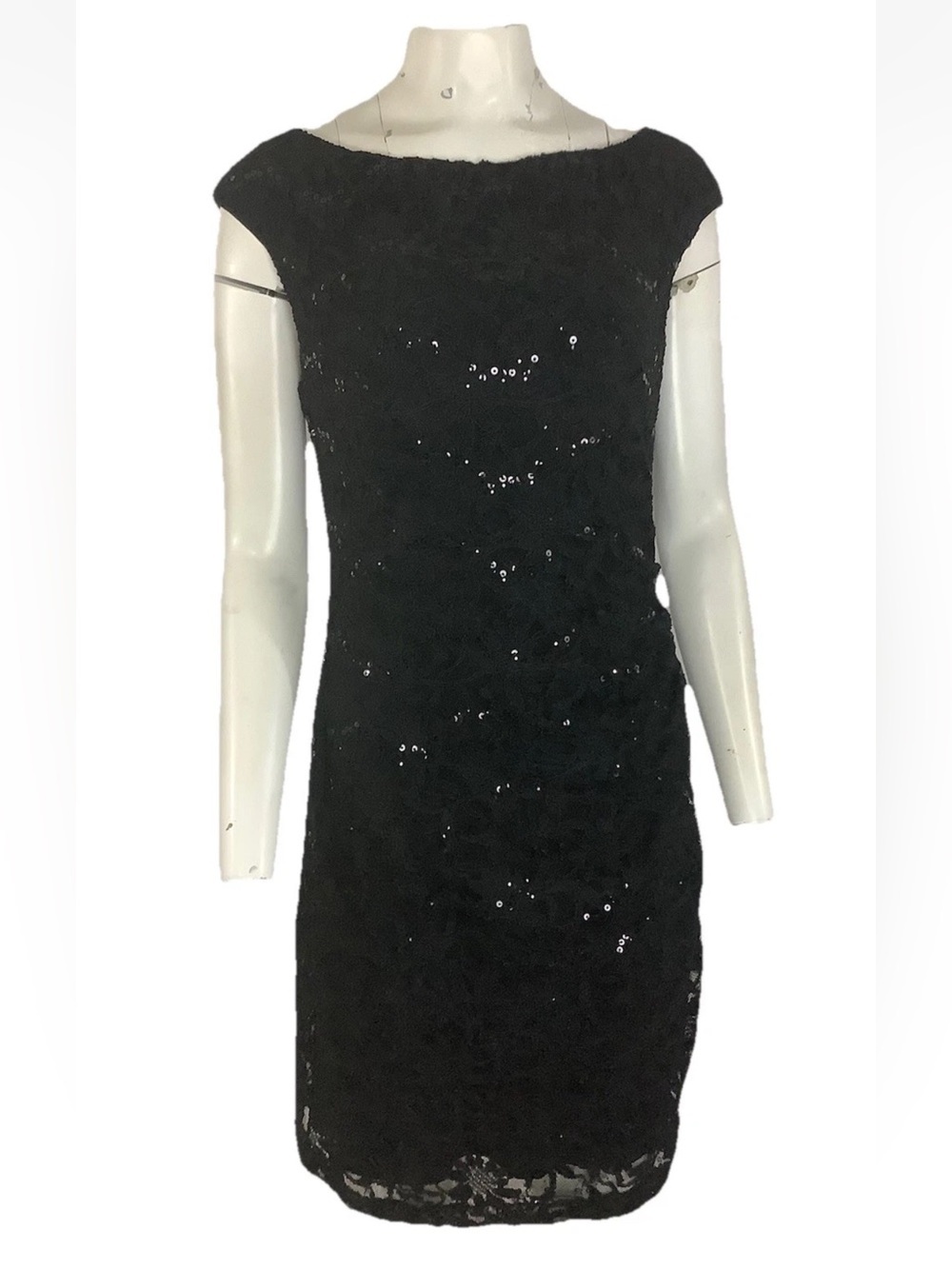 NWT Lauren Ralph Lauren Sz 12 Black Sequin Party Cocktail Graduation Dress